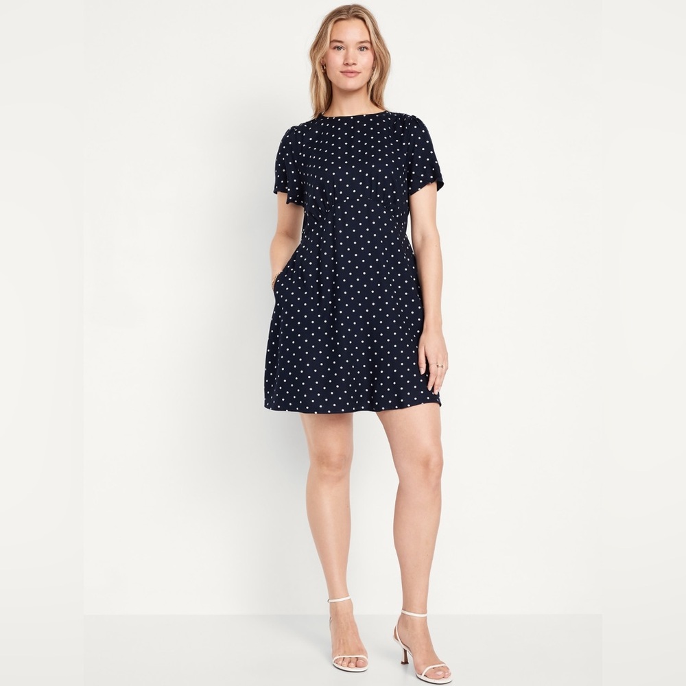 Old Navy Navy Blue Polka Dot Mini Dress - Picture 2 of 11